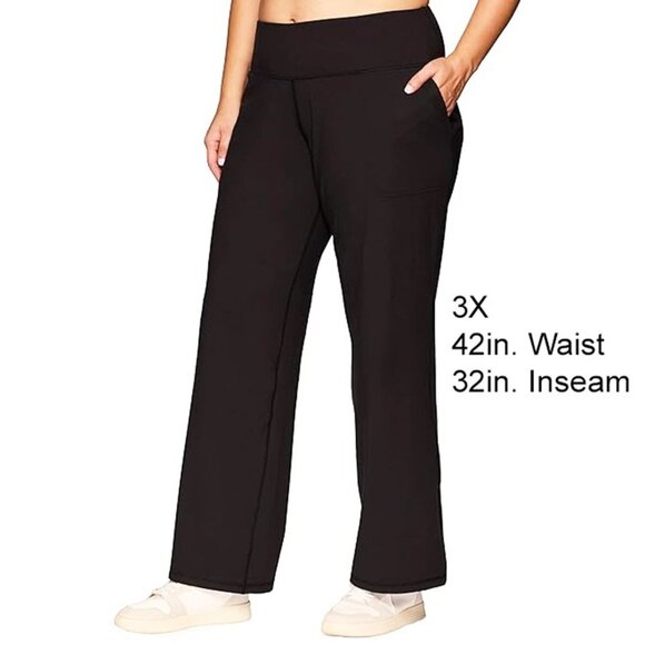 RBX Live Life Active Pull on Pants 3X Black CR7308X Active Wear Women Wide Leg - Picture 1 of 5